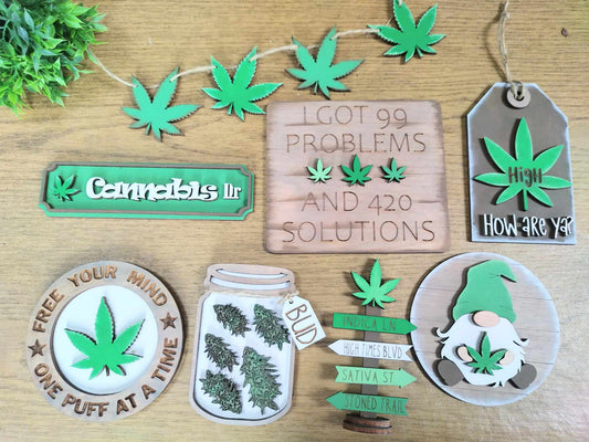 3D Tiered Tray Decor - Cannabis