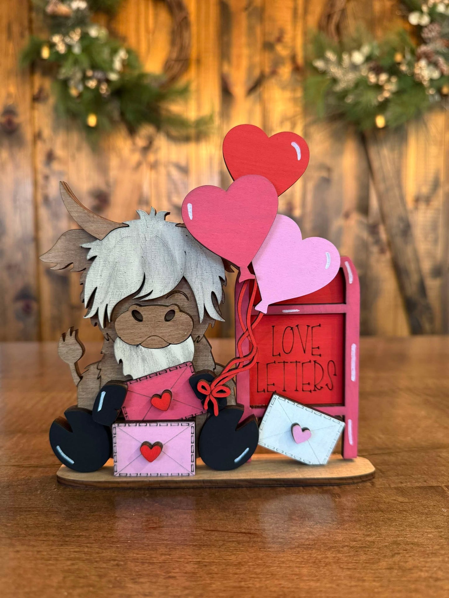 3D Standing Cow Valentine's Day Love letters
