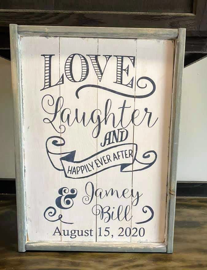 Love laughter and happily ever after- couples name and date