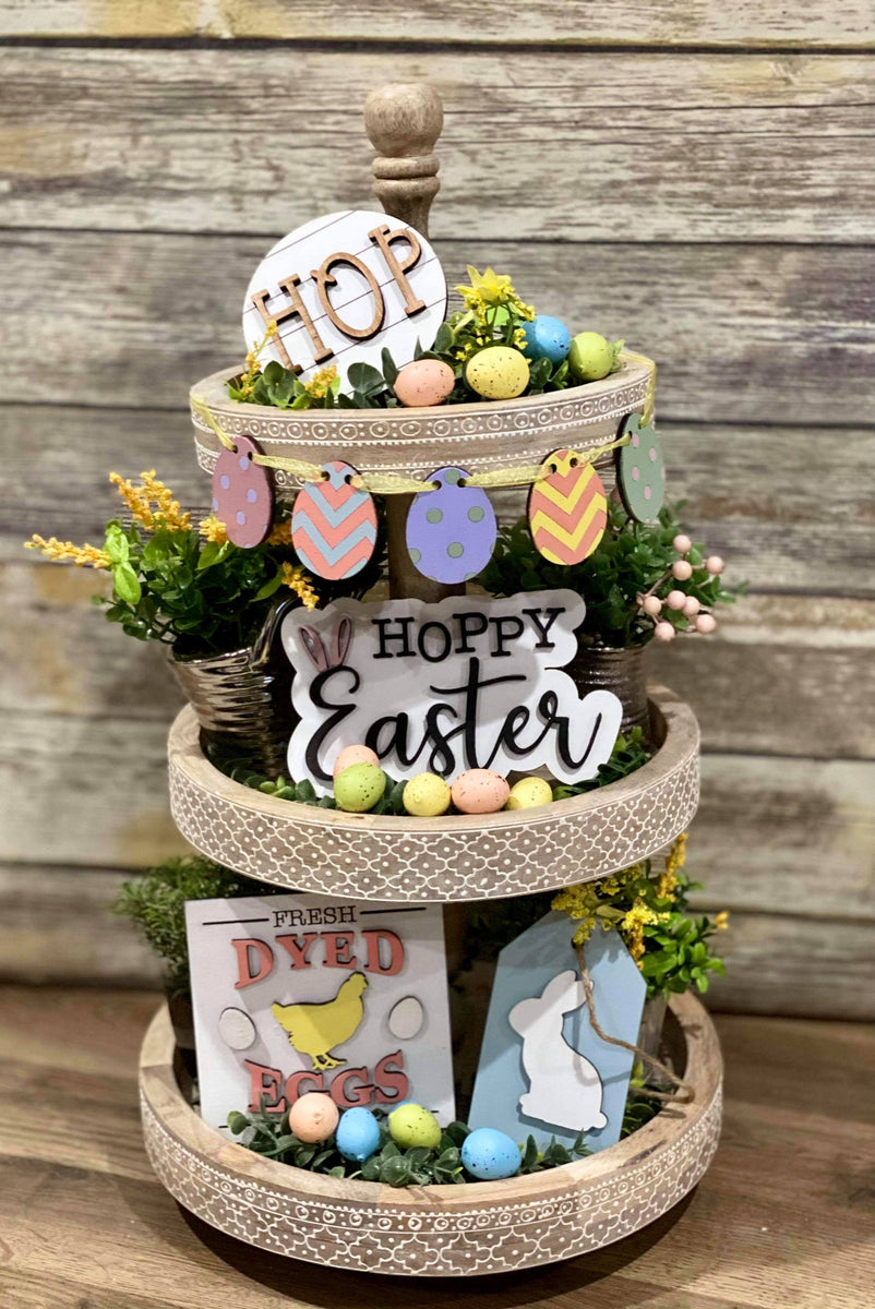 Easter tiered tray decor, tiered tray, decor set, Easter decor, spri –  Amanda's Crafty Creations