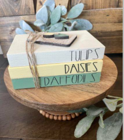 Tiered Tray Mini Book Stack - Spring