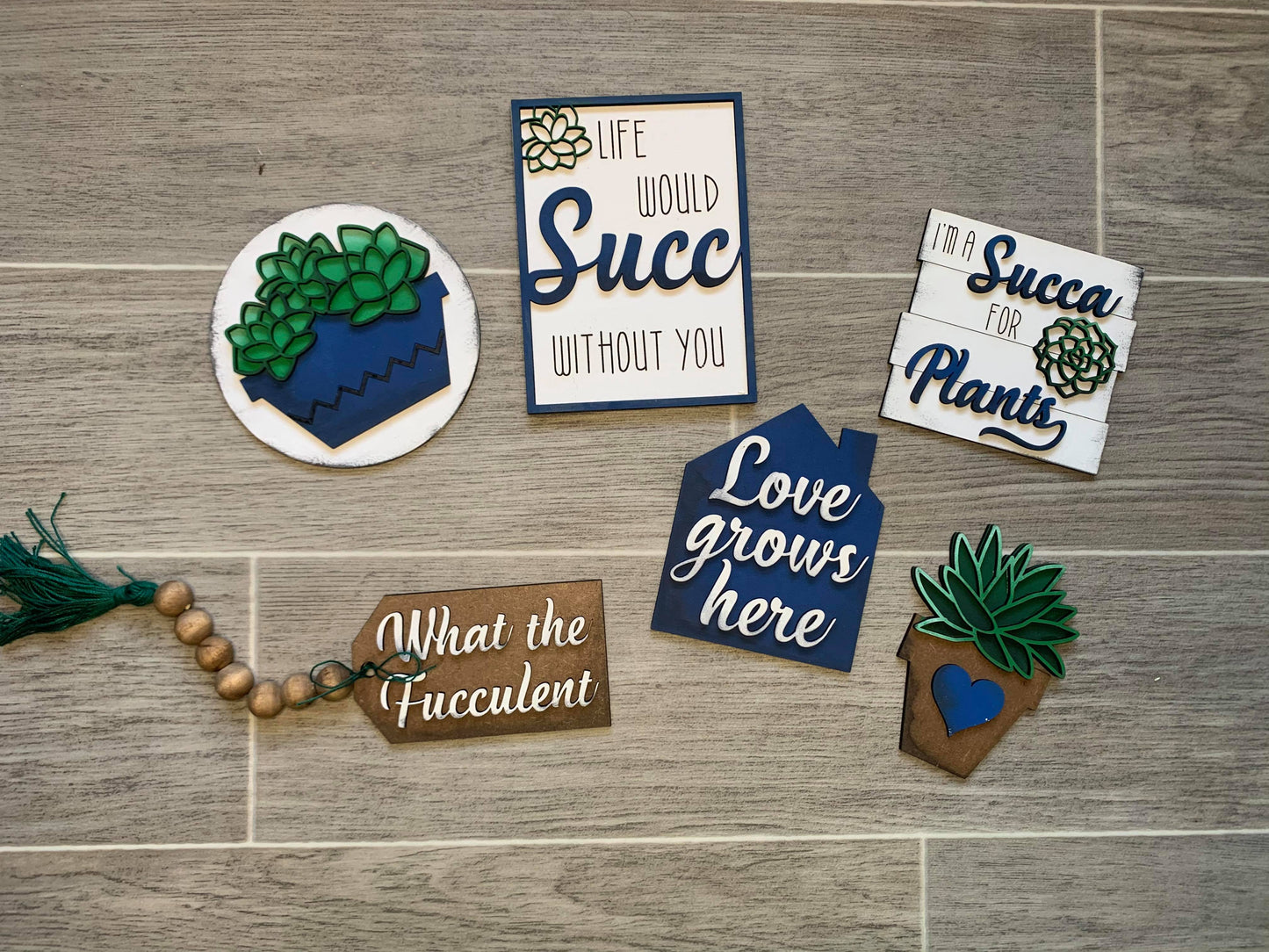 3D Tiered Tray Decor - Succulent