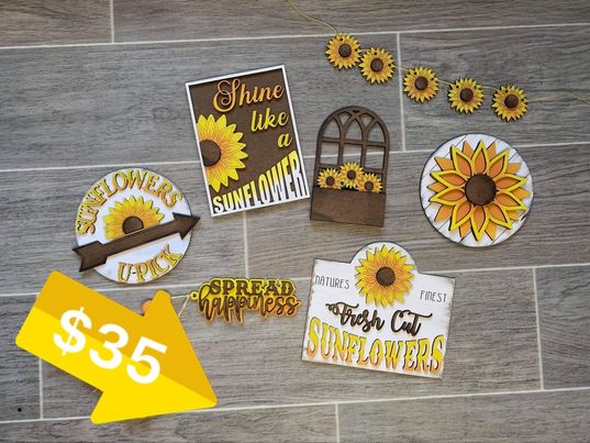 3D Tiered Tray Decor - Sunflower