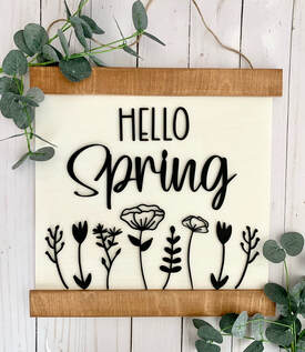 3D Hello Spring with Flowers
