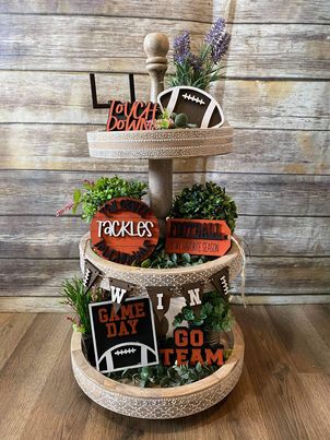 3D Tiered Tray Decor - Football