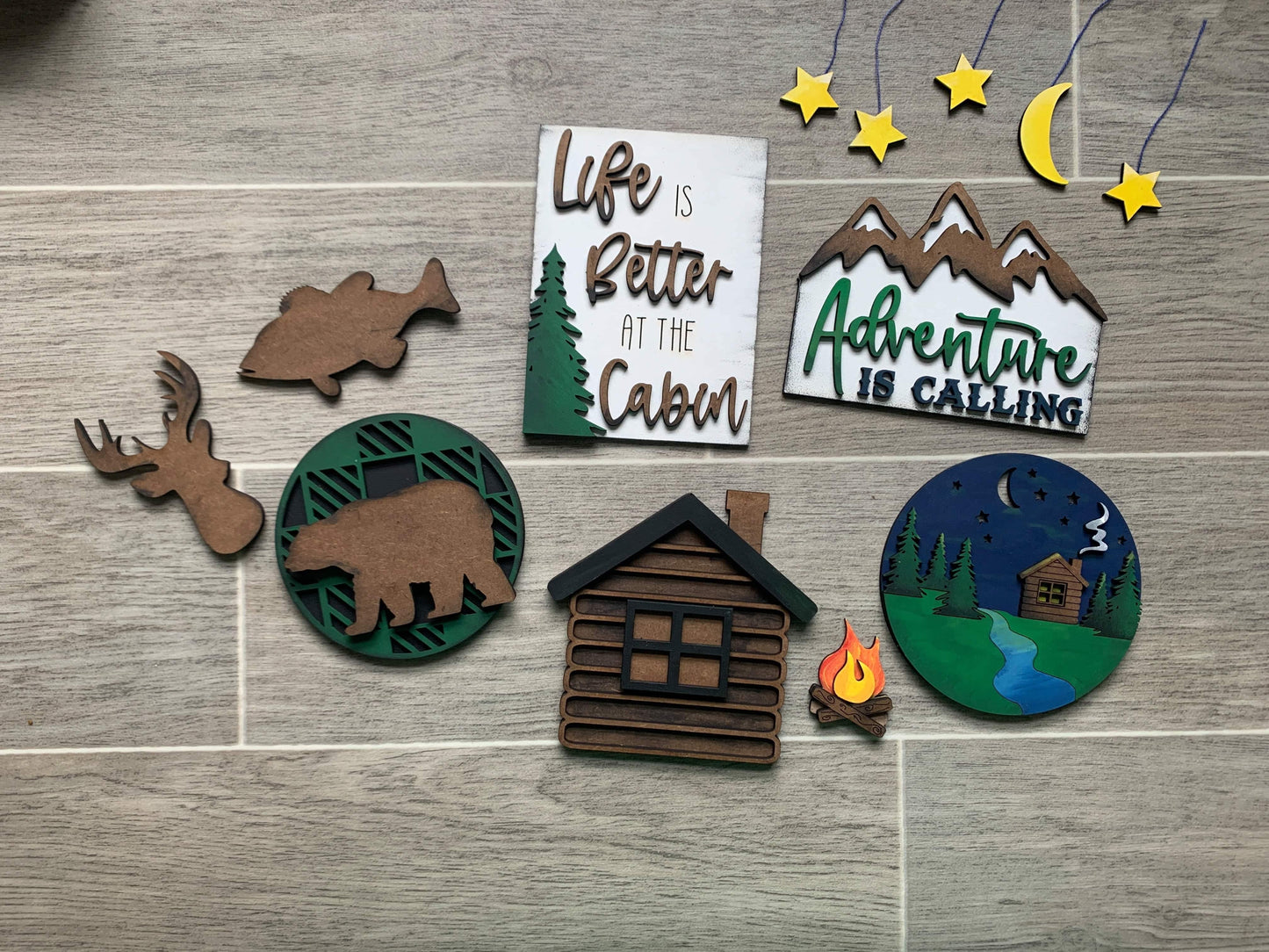 3D Tiered Tray Decor - Cabin