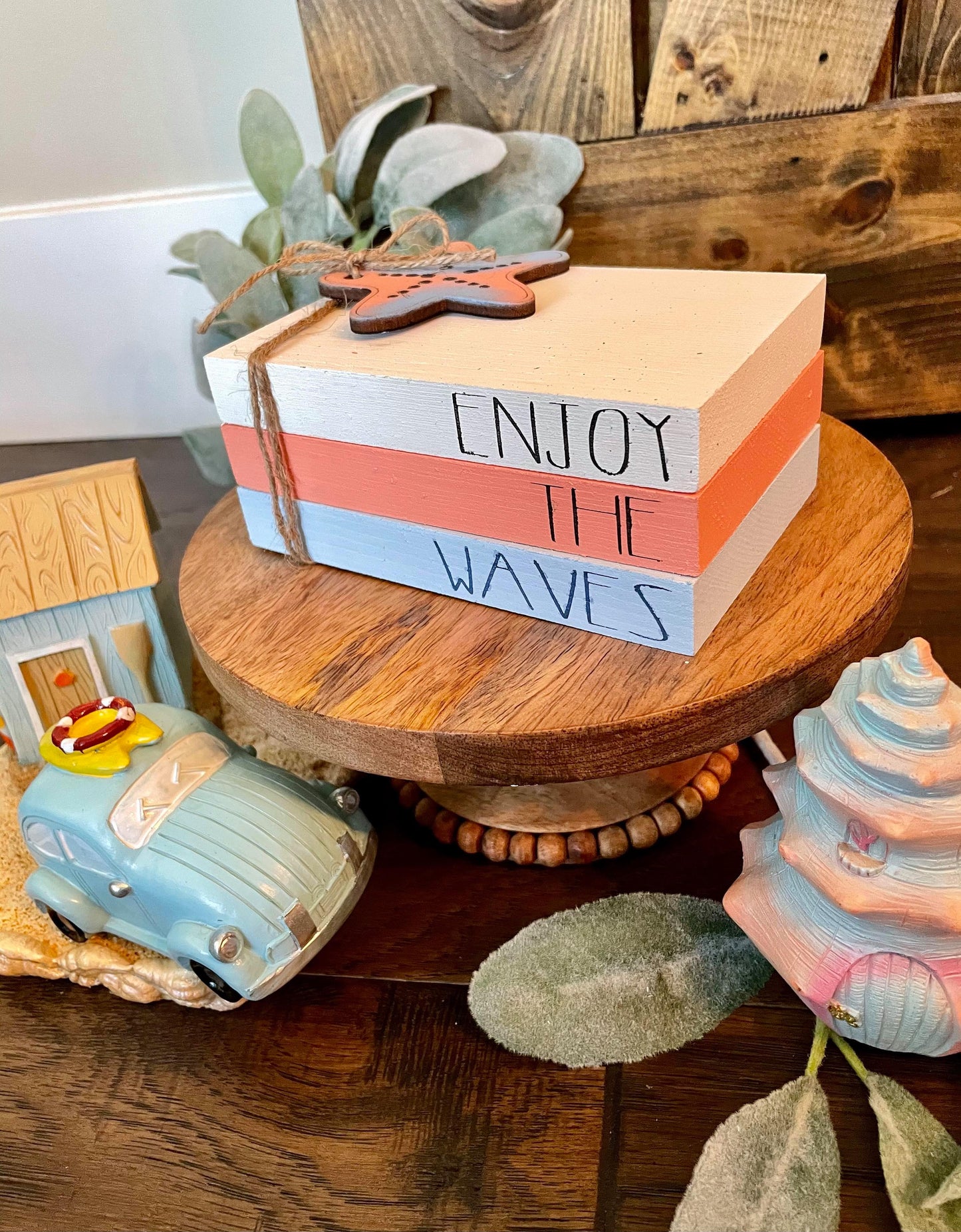 Tiered Tray Mini Book Stack - Enjoy the waves