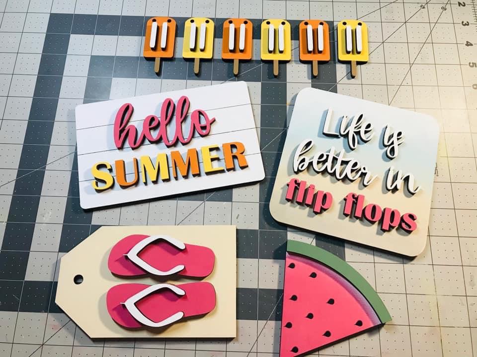 3D Tiered Tray Decor - Summer