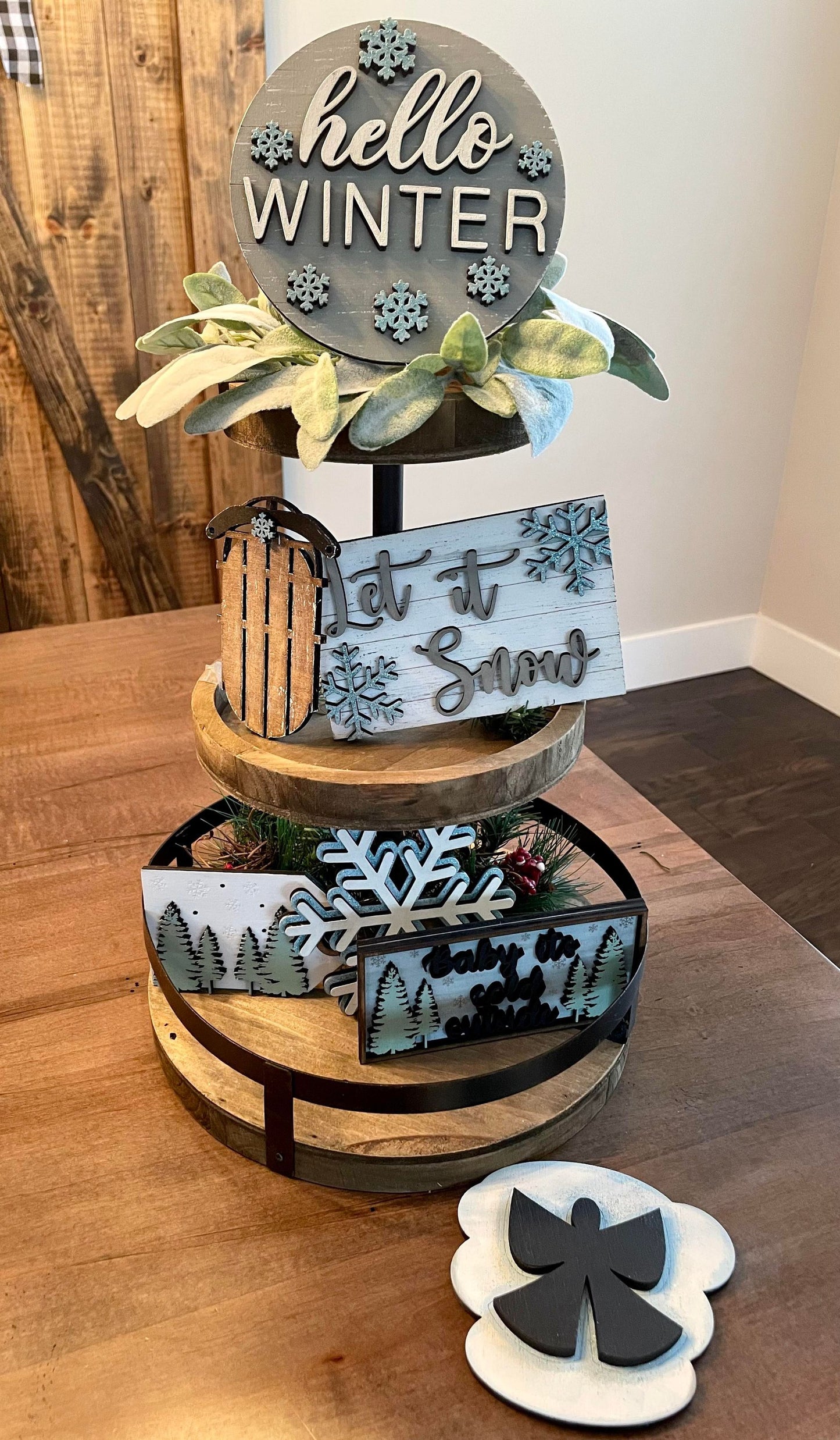 3D Tiered Tray Decor - Winter - Snow Angel