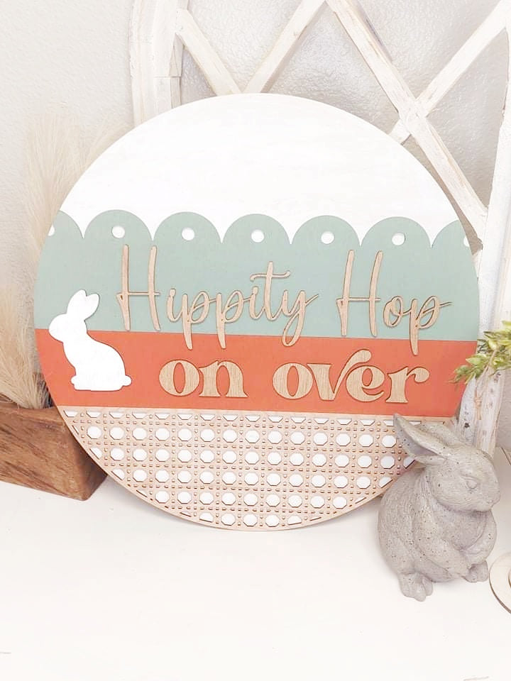 3D Door hanger Ratton Hippity Hop on over with bunny