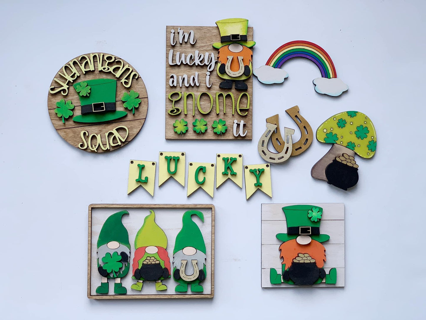 3D Tiered Tray Decor - St Patricks Day - Im lucky and I gnome it