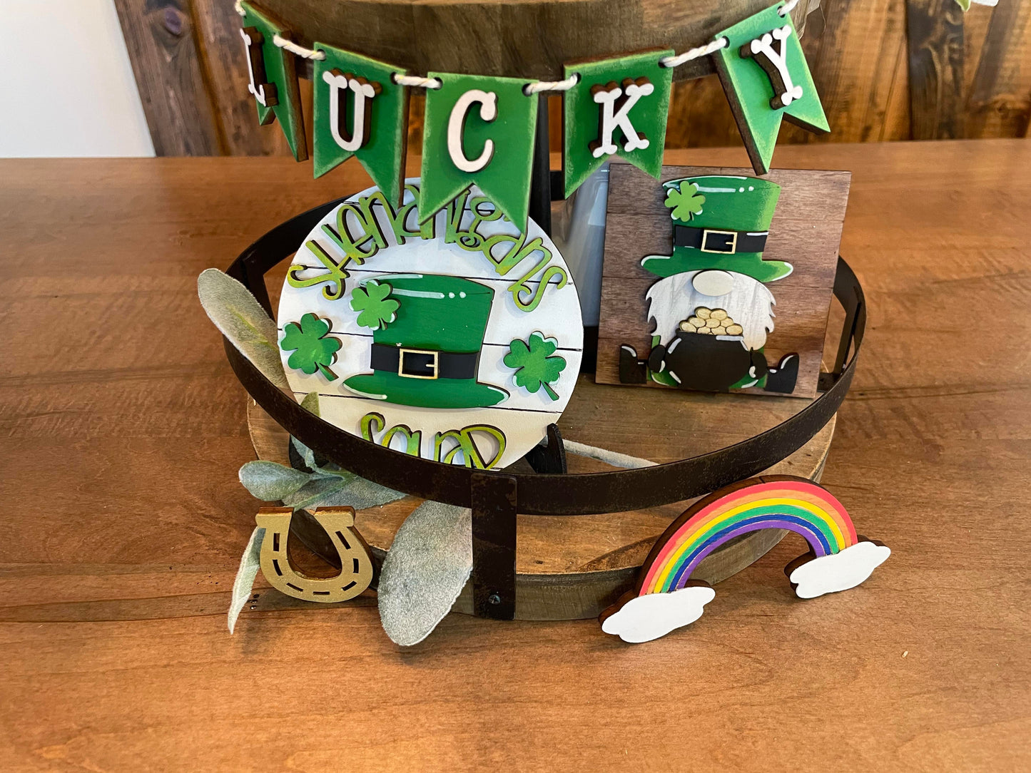 3D Tiered Tray Decor - St Patricks Day - Im lucky and I gnome it