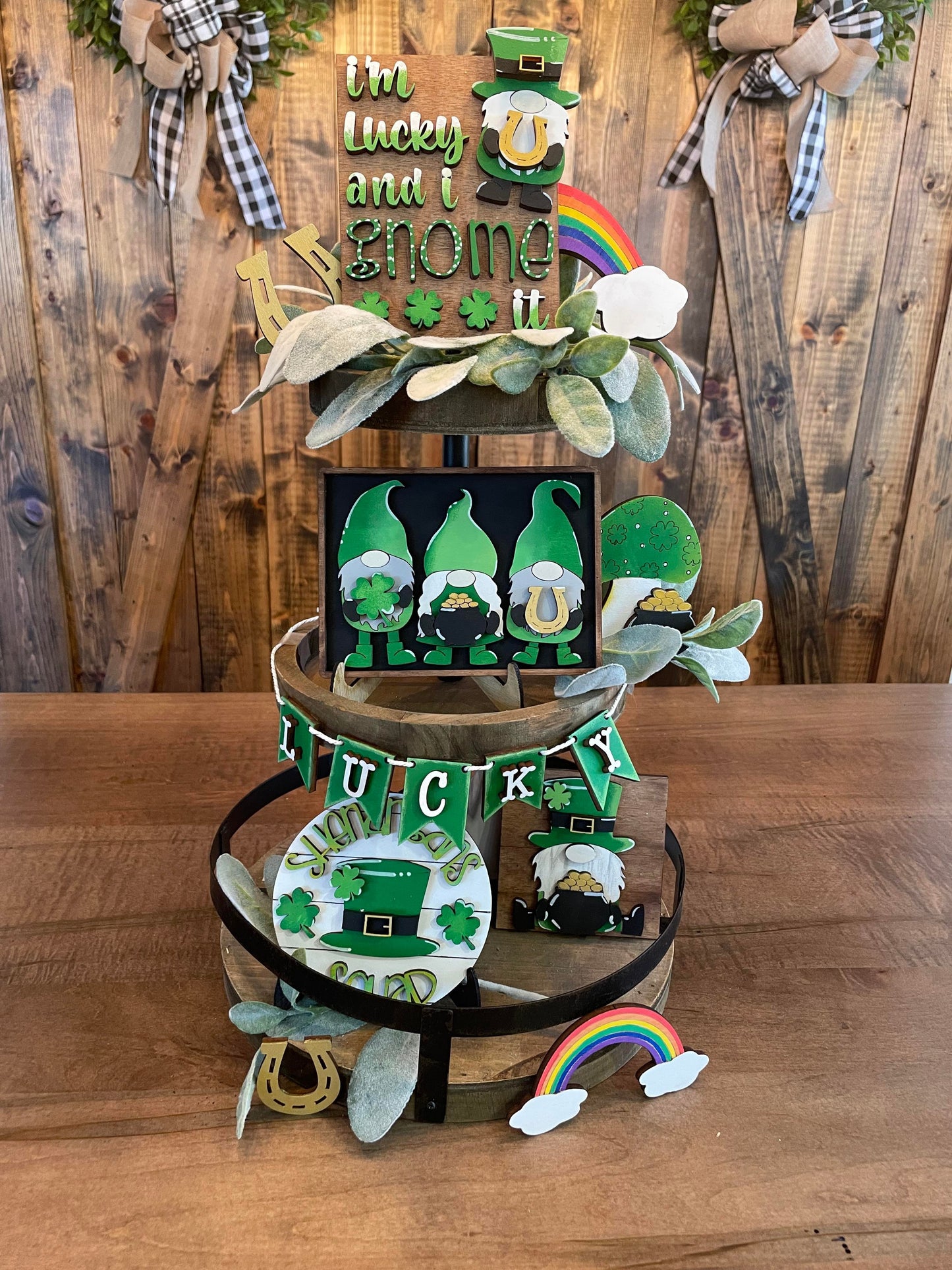3D Tiered Tray Decor - St Patricks Day - Im lucky and I gnome it