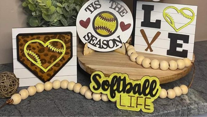 3D Tiered Tray Decor - Softball
