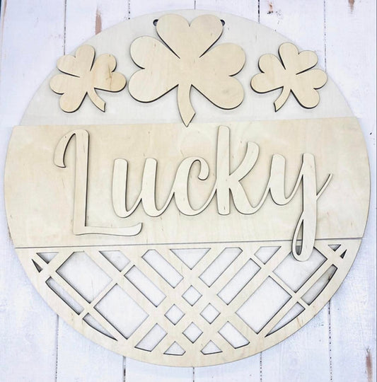 3D Door hanger Lucky with Clovers