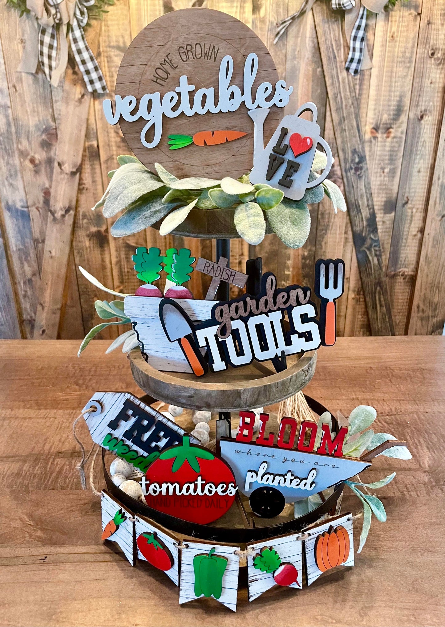 3D Tiered Tray Decor - Vegetables