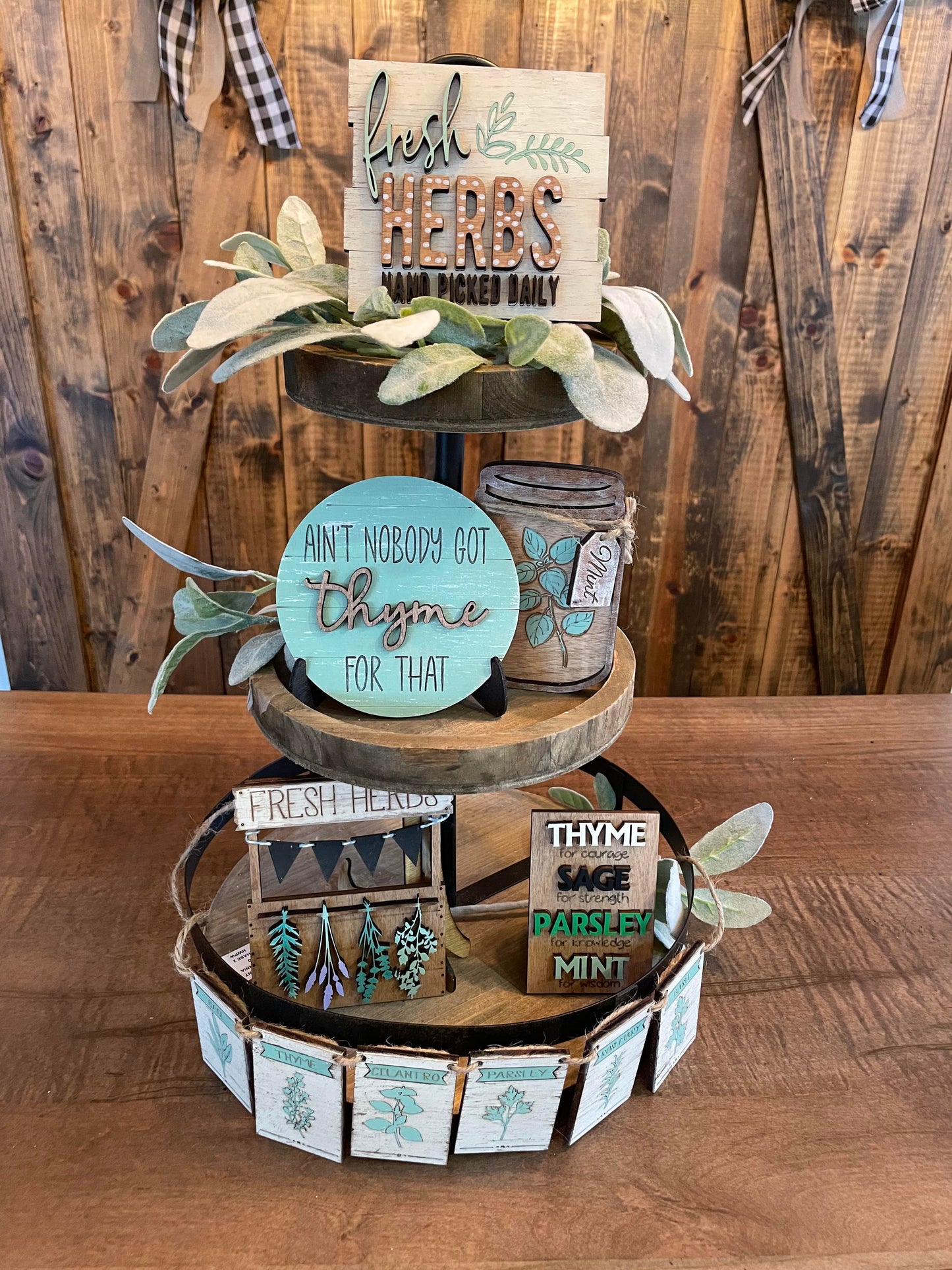 3D Tiered Tray Decor - Herbs