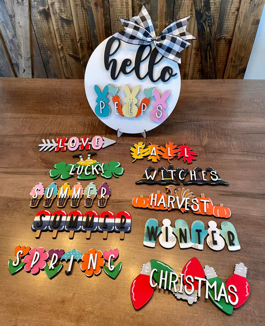 3D Interchangeable Hello Seasonal Round INSERTS