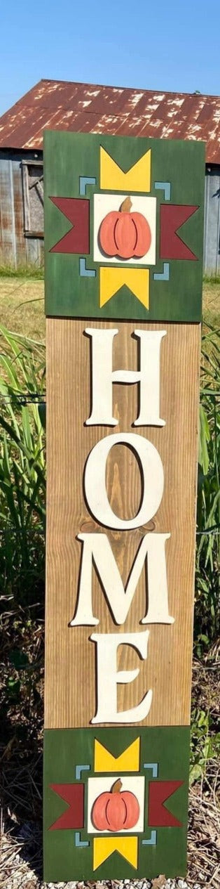 3D Home Barn quilt with pumpkin