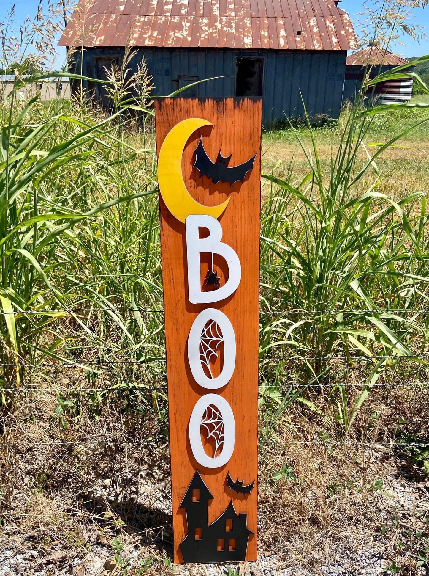 3D Boo with bat and haunted house