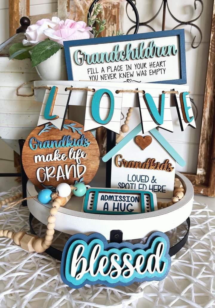 3D Tiered Tray Decor - Grandkids
