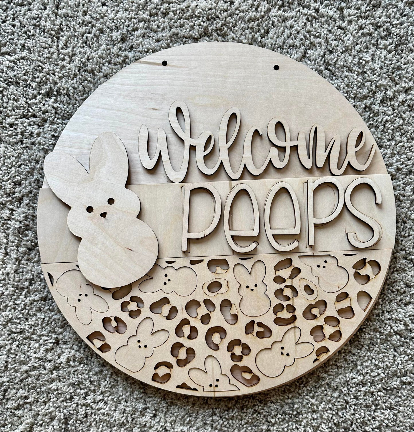 3D Door hanger - Welcome Peeps with Peeps and Cheetah print