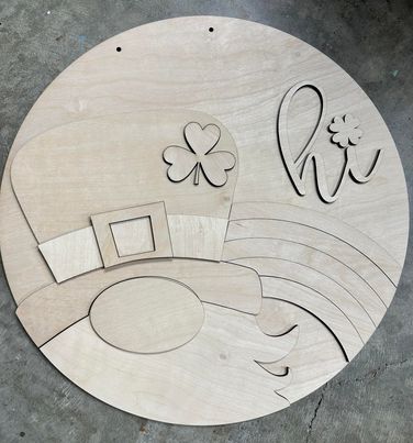 3D Door hanger - Hi Leprechaun with rainbow