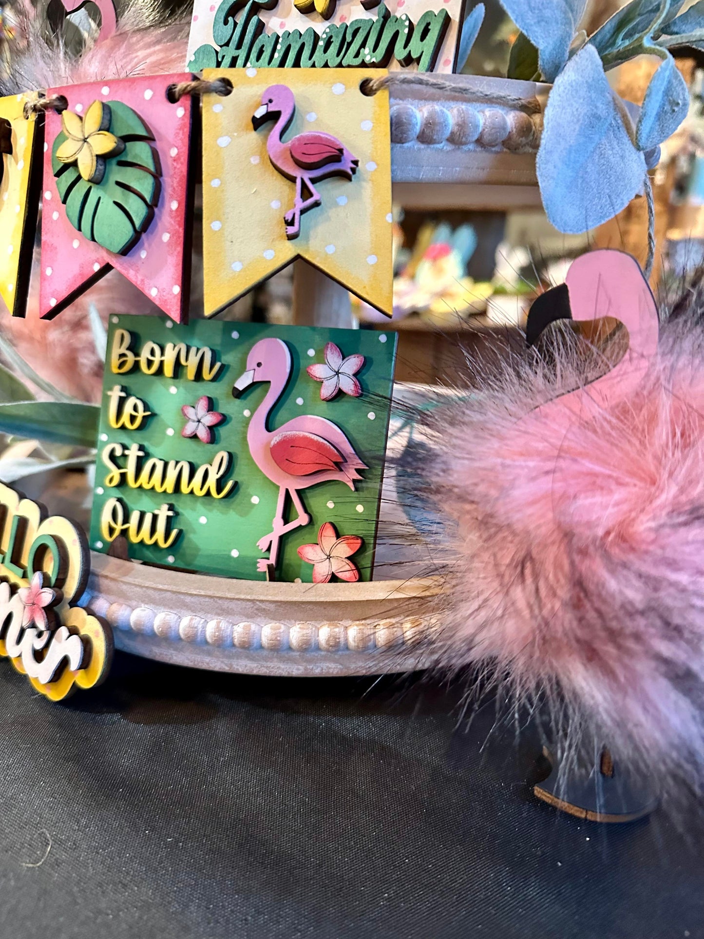 3D Tiered Tray Decor - Flamingo