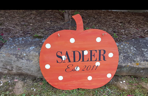 Door hanger Pumpkin with last name and est date
