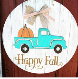 Door hanger Happy Fall truck