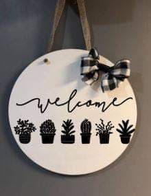 Door hanger Welcome with Cactus