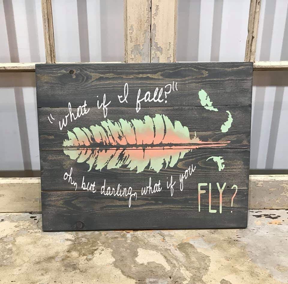 But what if I fall? oh but my darling, What if you fly? with feather in middle