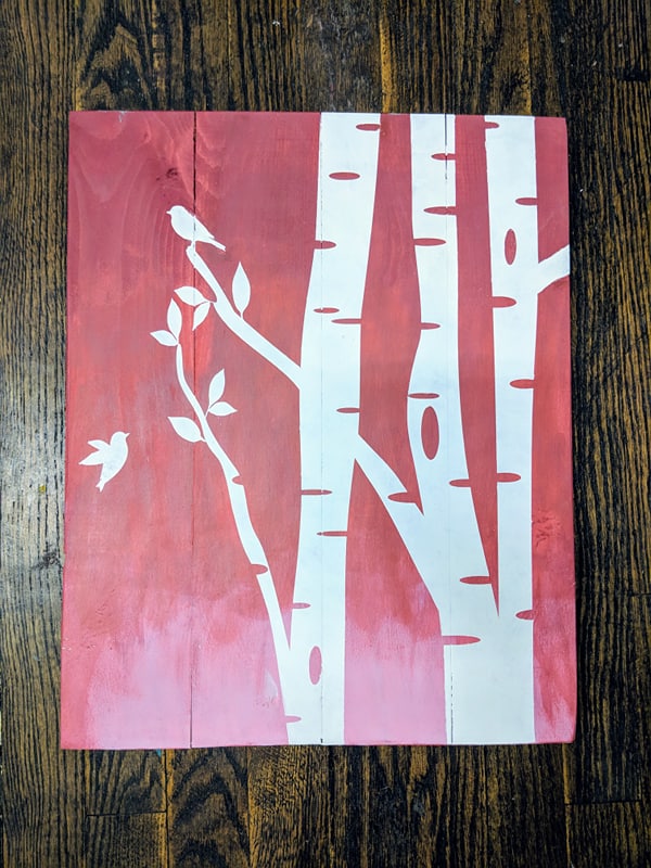 Tree with birds-couple initials in heart