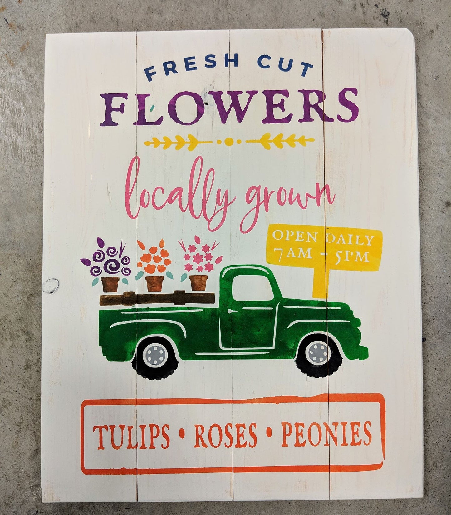 Fresh cut flowers with truck