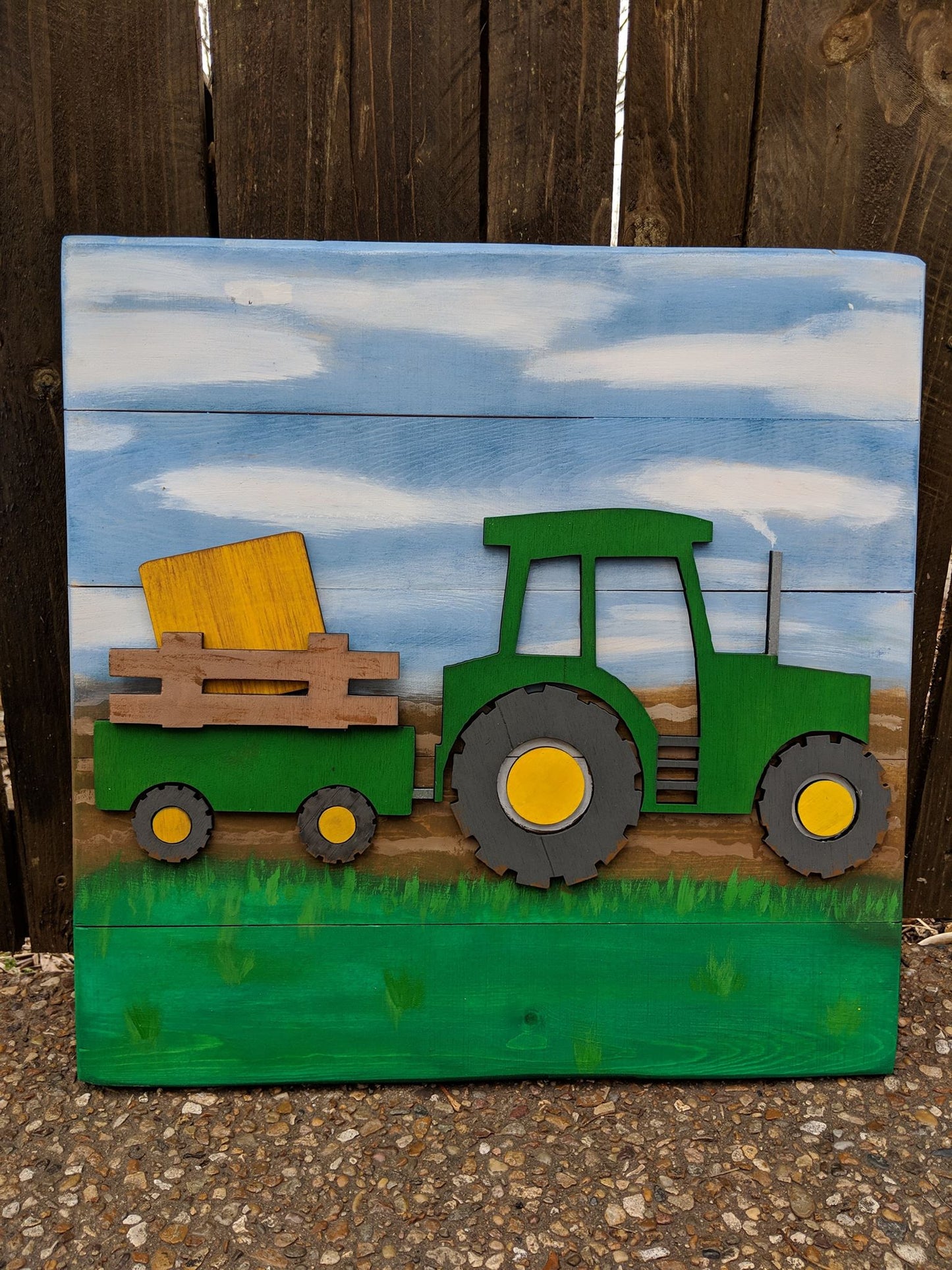3D Seasonal interchangeable Family name Tractor 17x17