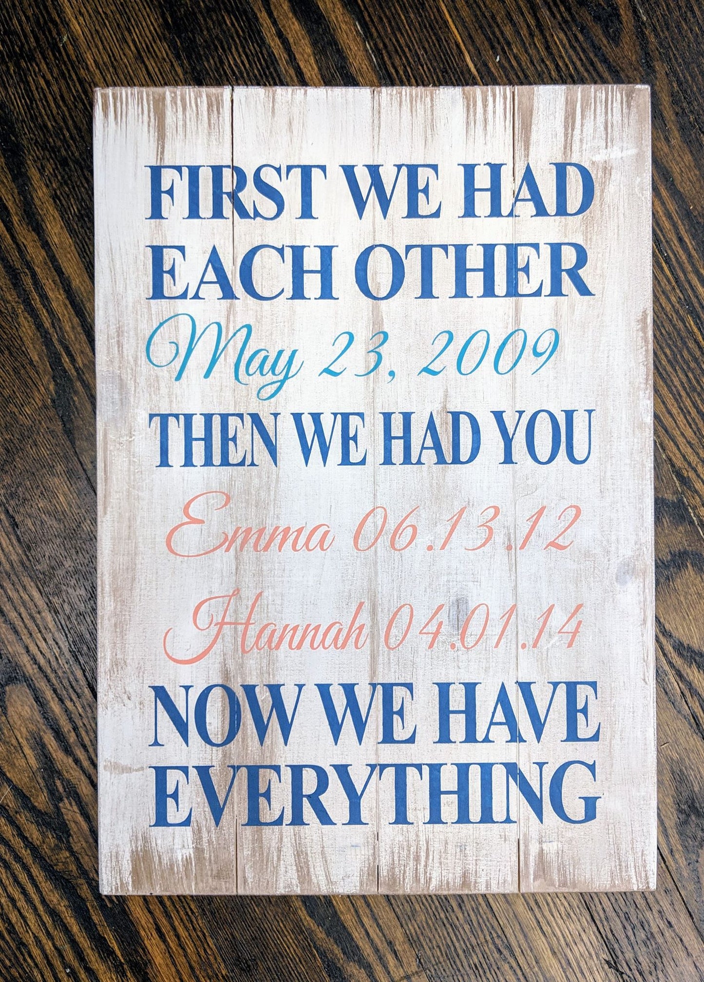 First we had each other-Date and children's names and birth dates