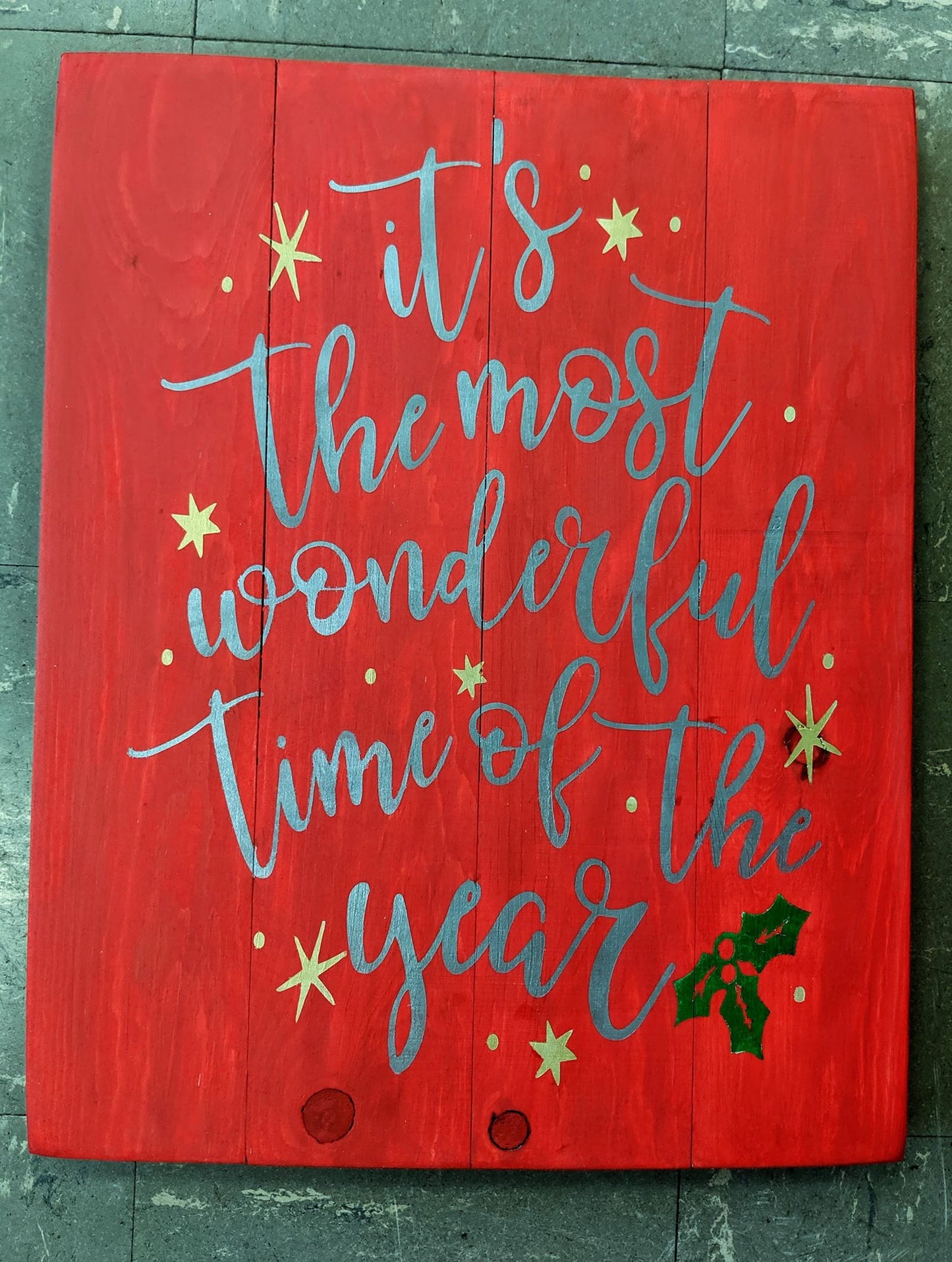 it's the most wonderful time of the year with stars and holly