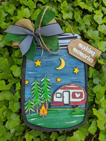 Door Hanger Camping Mason Jar