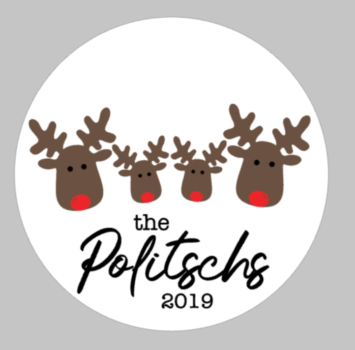 Door hanger Round Reindeer Family with Family names