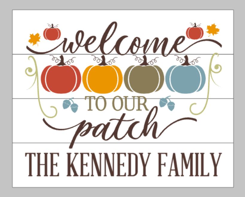 Welcome to our patch with 4 pumpkins and family name – Mommy's Design Farm welcome-to-our-patch-with-4-pumpkins-and-family-name-mommy-s-design-farm