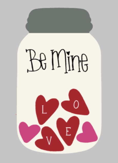 Door hanger Mason Jar Be mine with hearts