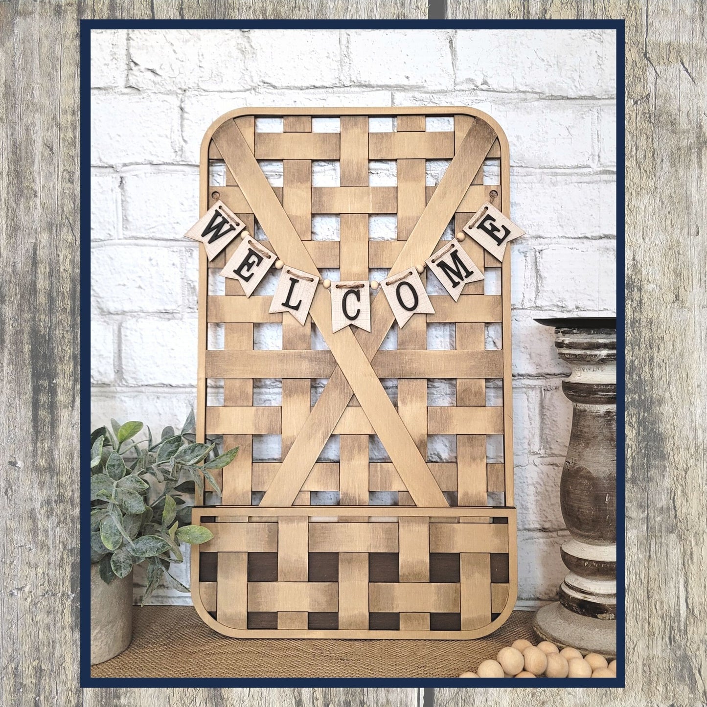 3d Interchangeable Woven Basket with Welcome Base