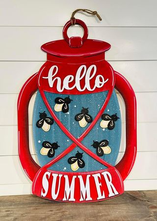 3D Door hanger - Hello Summer with Lightning bug Lantern