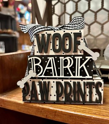 3D Boxy Book Stack - Woof Bark Paw Prints