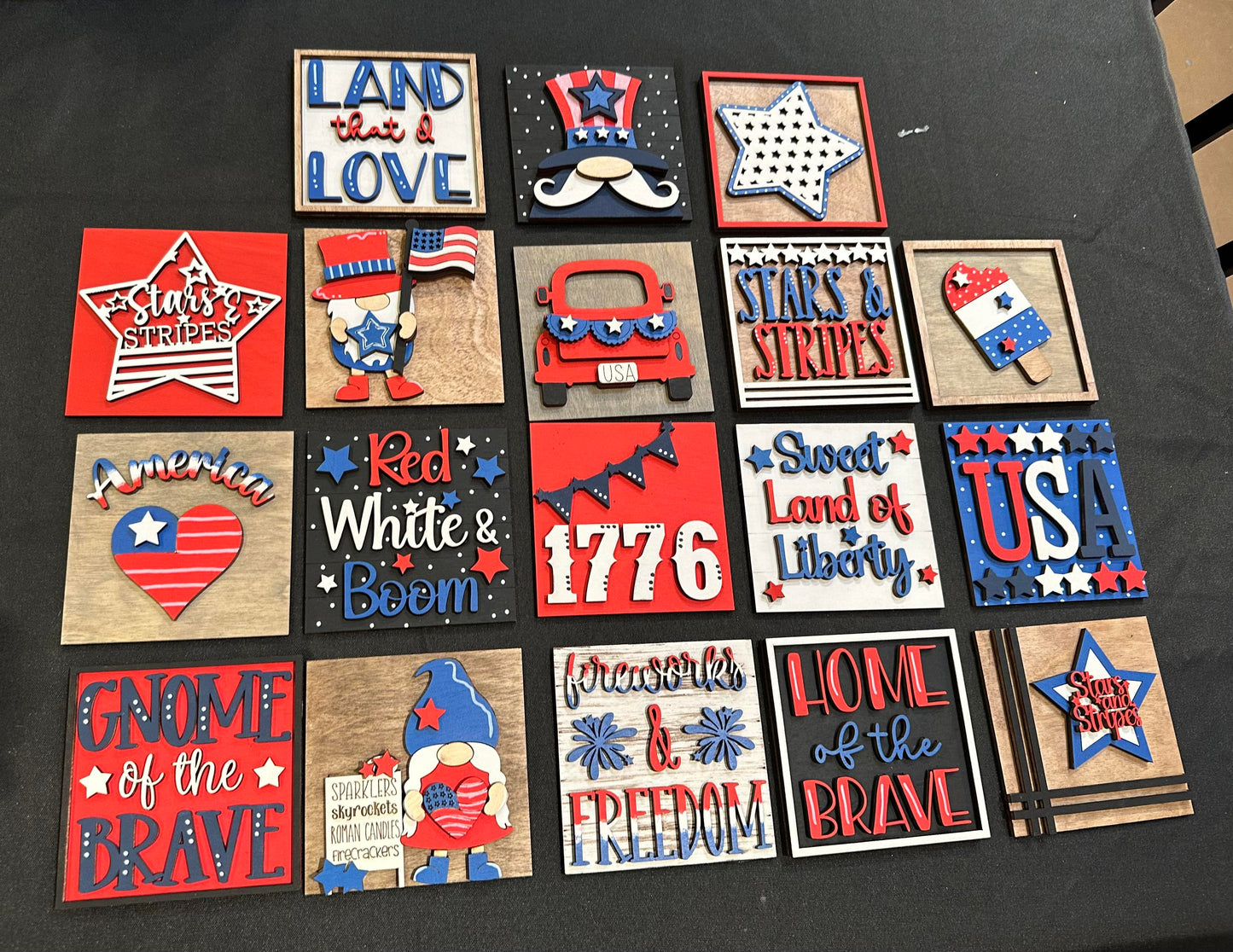 3D Interchangeable Square INSERTS ONLY - Patriotic