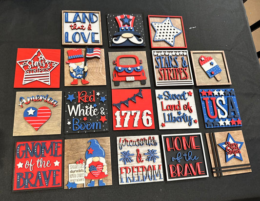 3D Interchangeable Square INSERTS ONLY - Patriotic