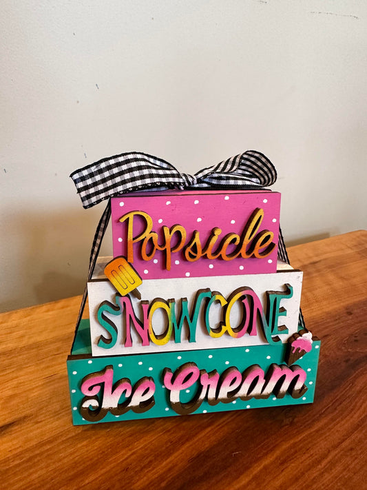 3D Boxy Book Stack - Popsicle Snowcone Icecream