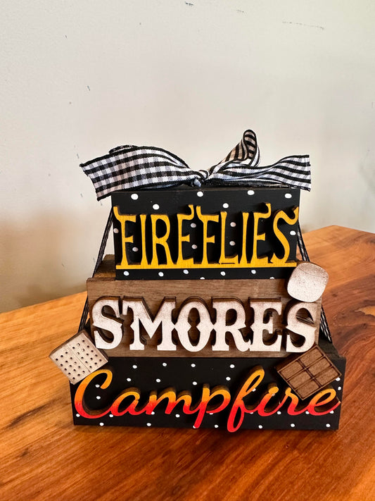 3D Boxy Book Stack - Fireflies Smores Campfire