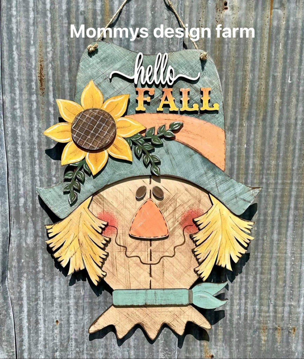 3D Door hanger - Hello Fall Scarecrow with Sunflower