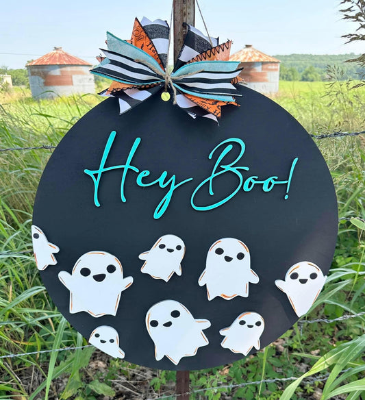 3D Door hanger - Hey Boo with Ghost